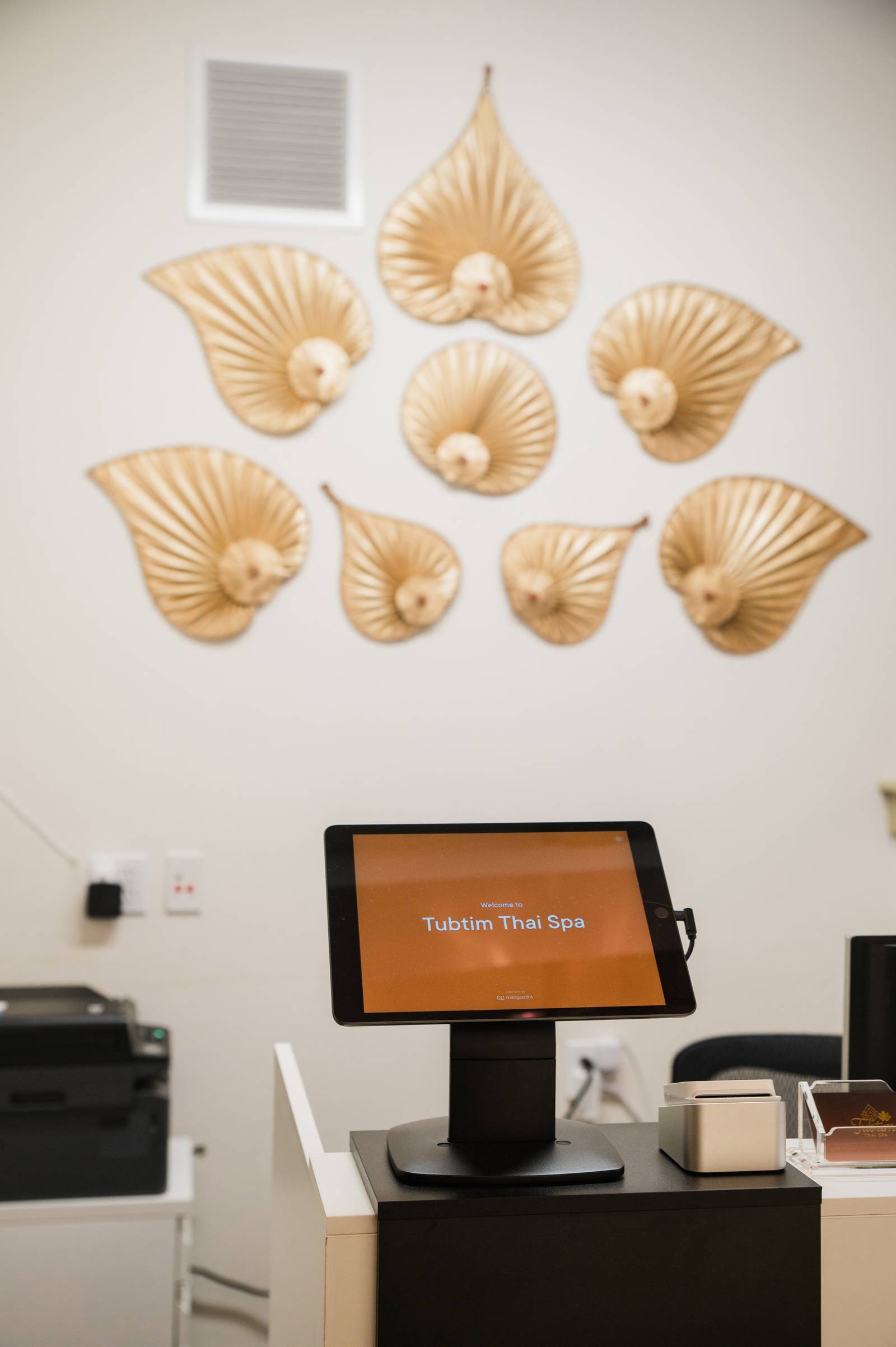 Professional front desk area for spa appointments and services